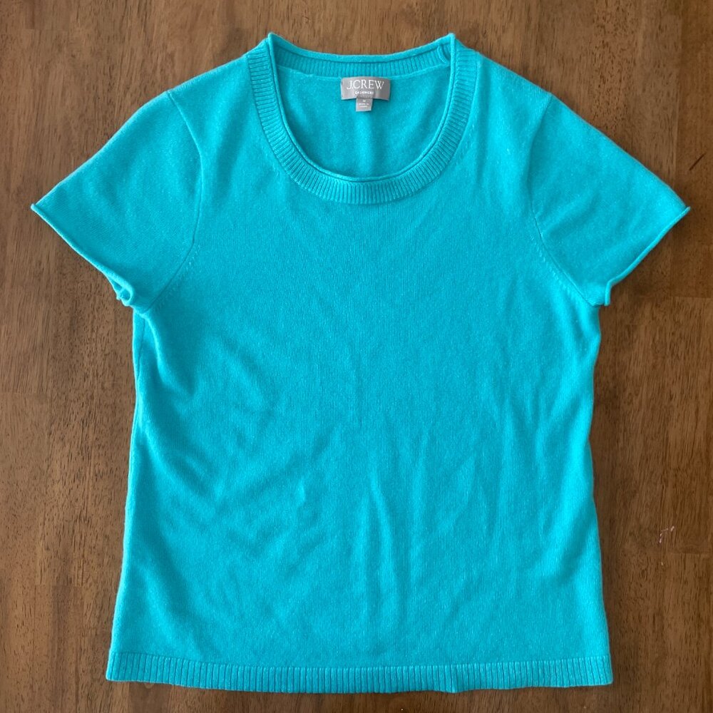 J.Crew Relaxed Cashmere T-Shirt, Aqua, Size M